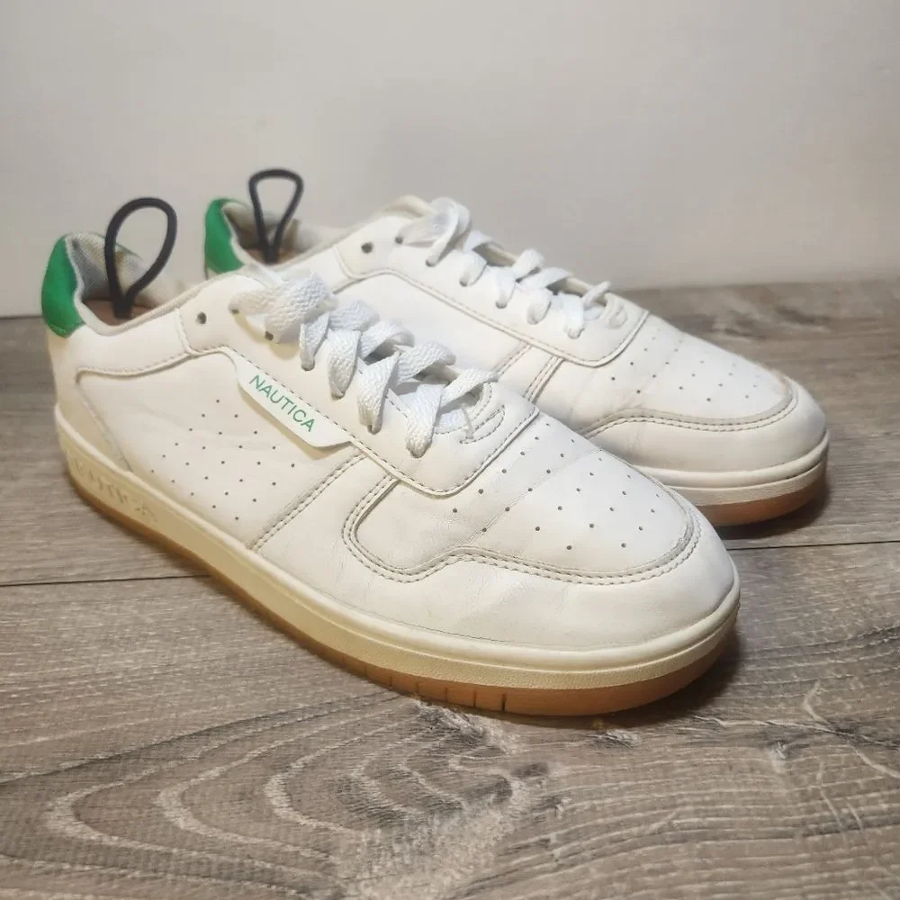 Nautica Stafford Shoes Youth Low Top‎ Shoes Sneakers Size 4 White & Green